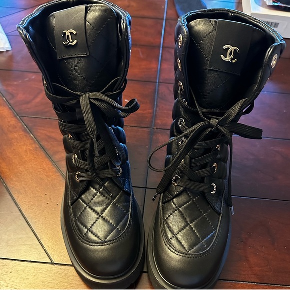 CHANEL Shoes - Chanel quilted lace up combat boots